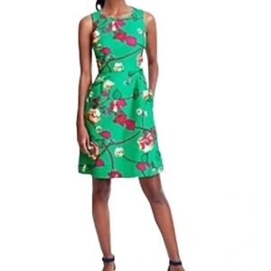 J. Crew Green Floral Sleeveless A-line Dress